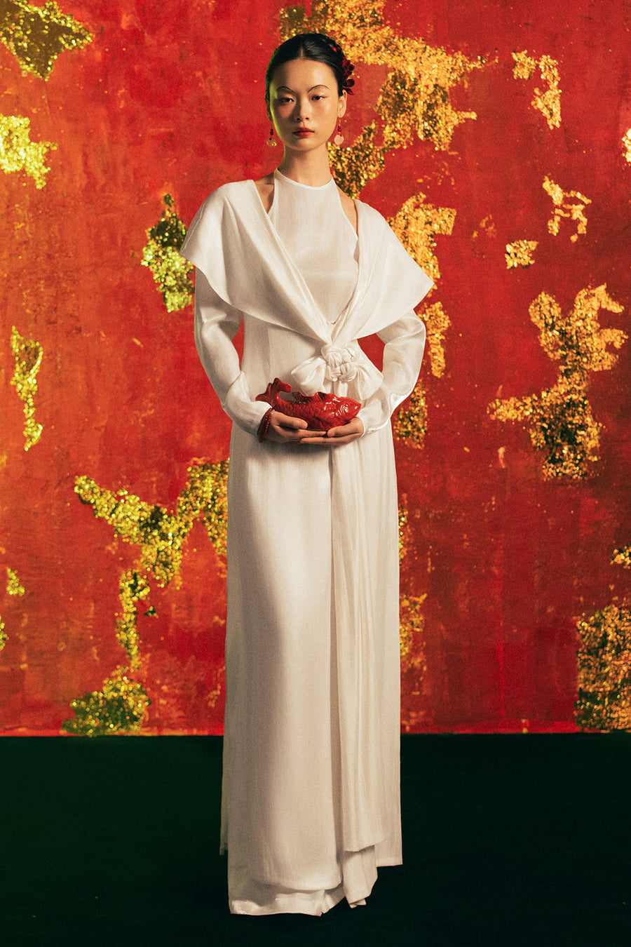 Yen Vu Mock Neck Synthetic Silk Ao Dai 1