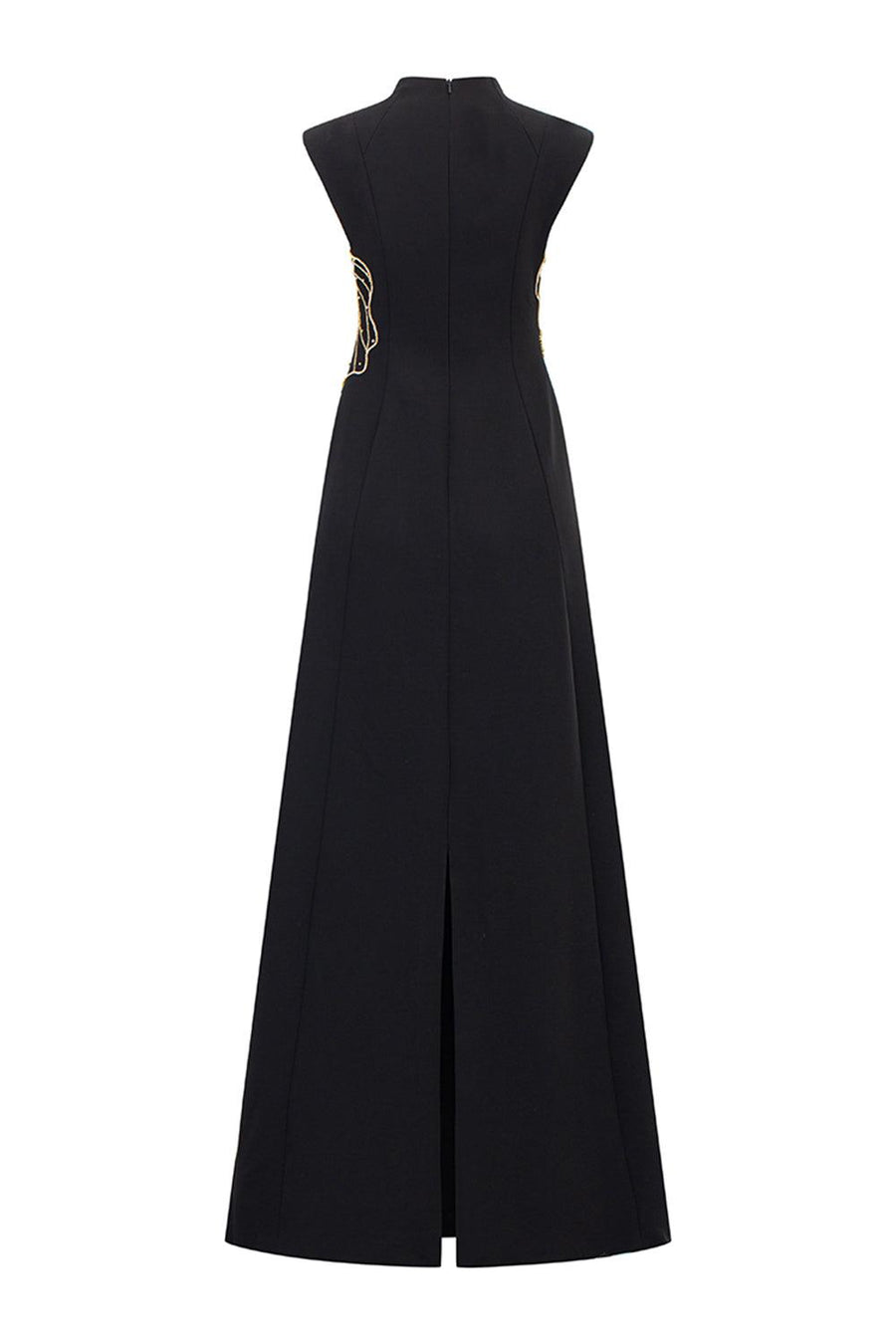 Thatcher A-line Cap Sleeved Velvet Satin Floor Length Dress 5