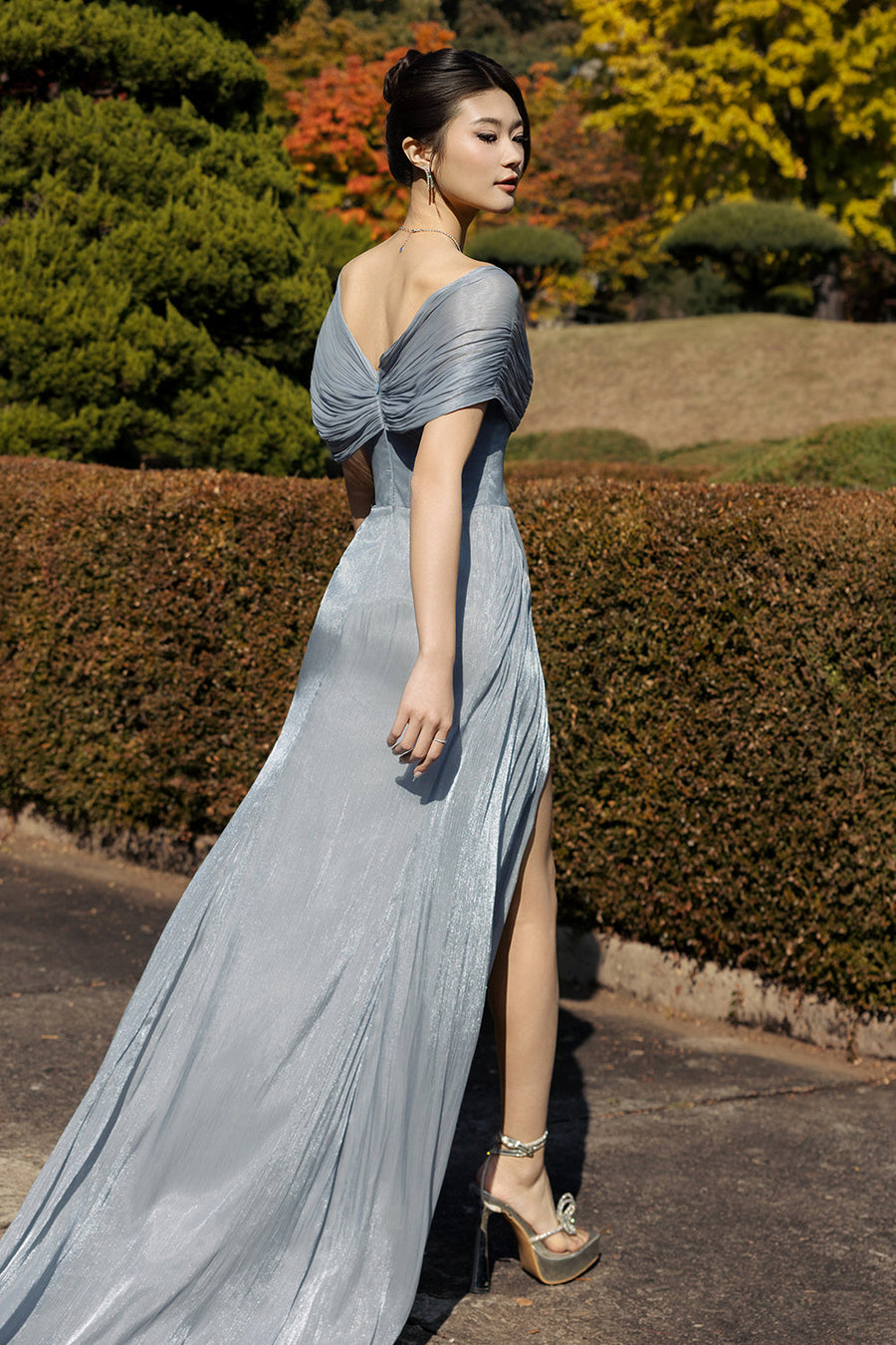 Crystelle Off-Shoulder Draped Maxi Dress 6