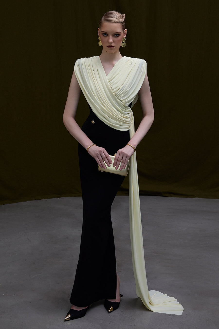 Panton V-Neck Draped Maxi Dress 7