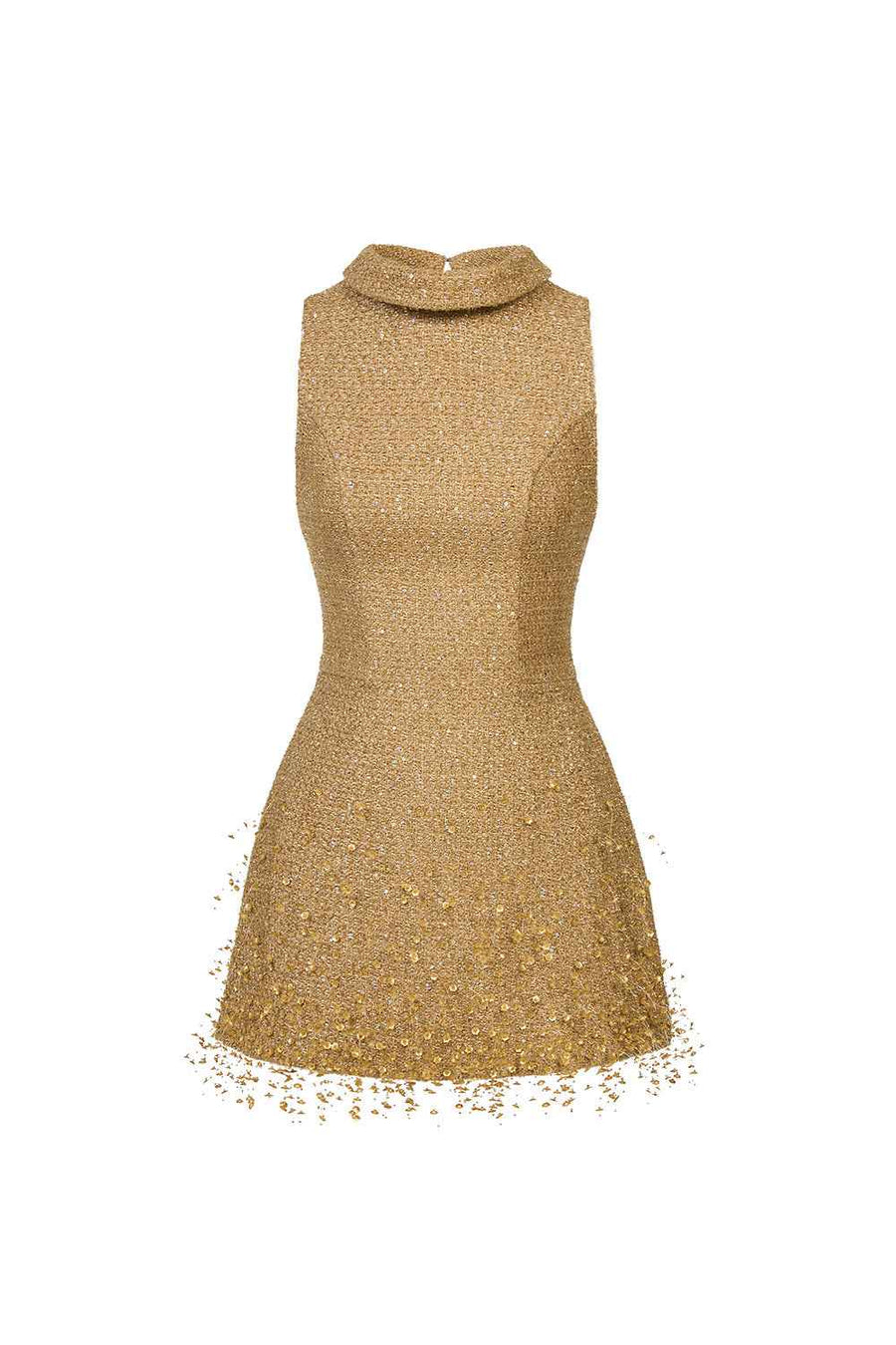 Camel Crystal Beaded Tweed Top