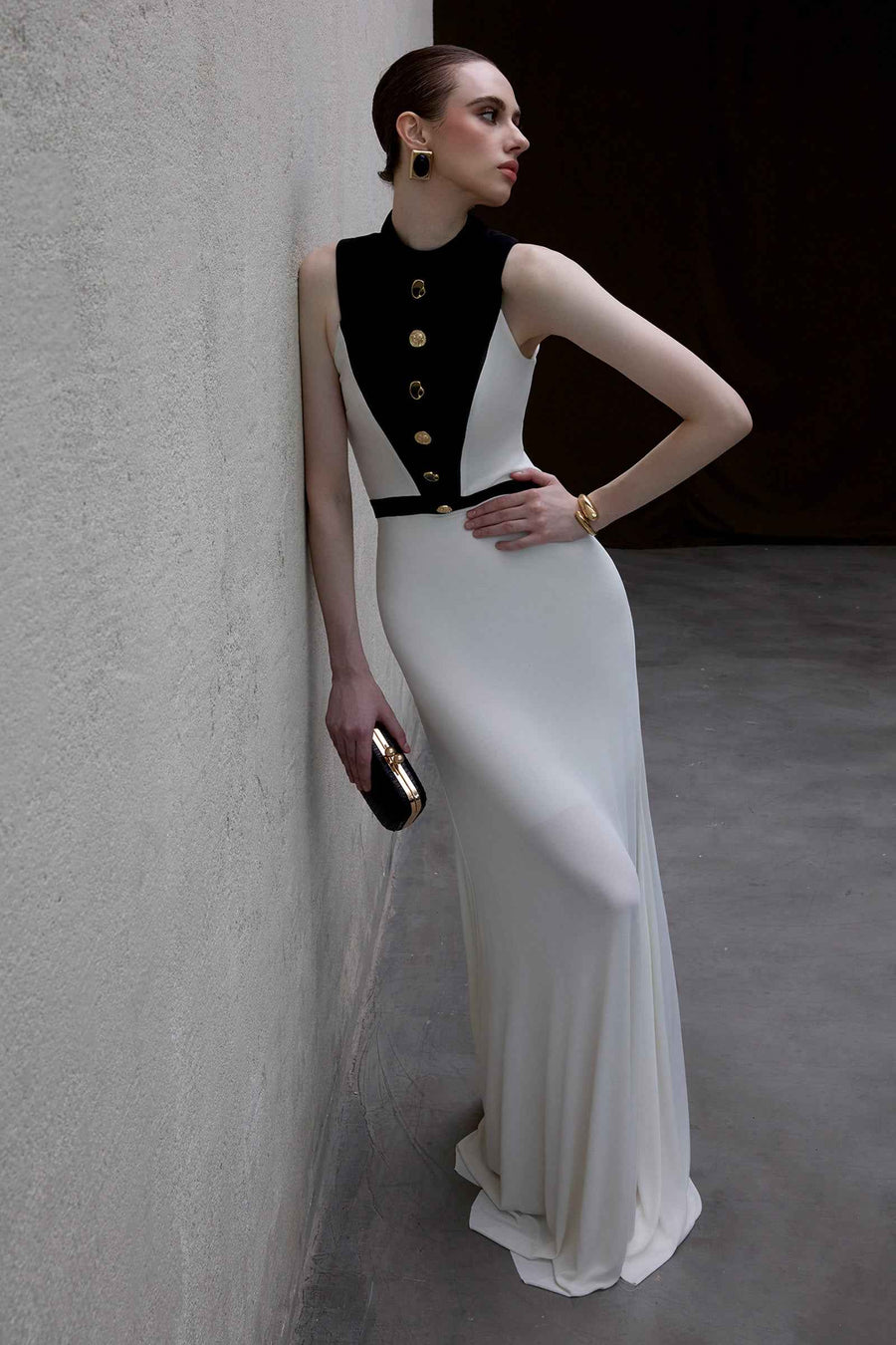 Aster High Neck Button Maxi Dress