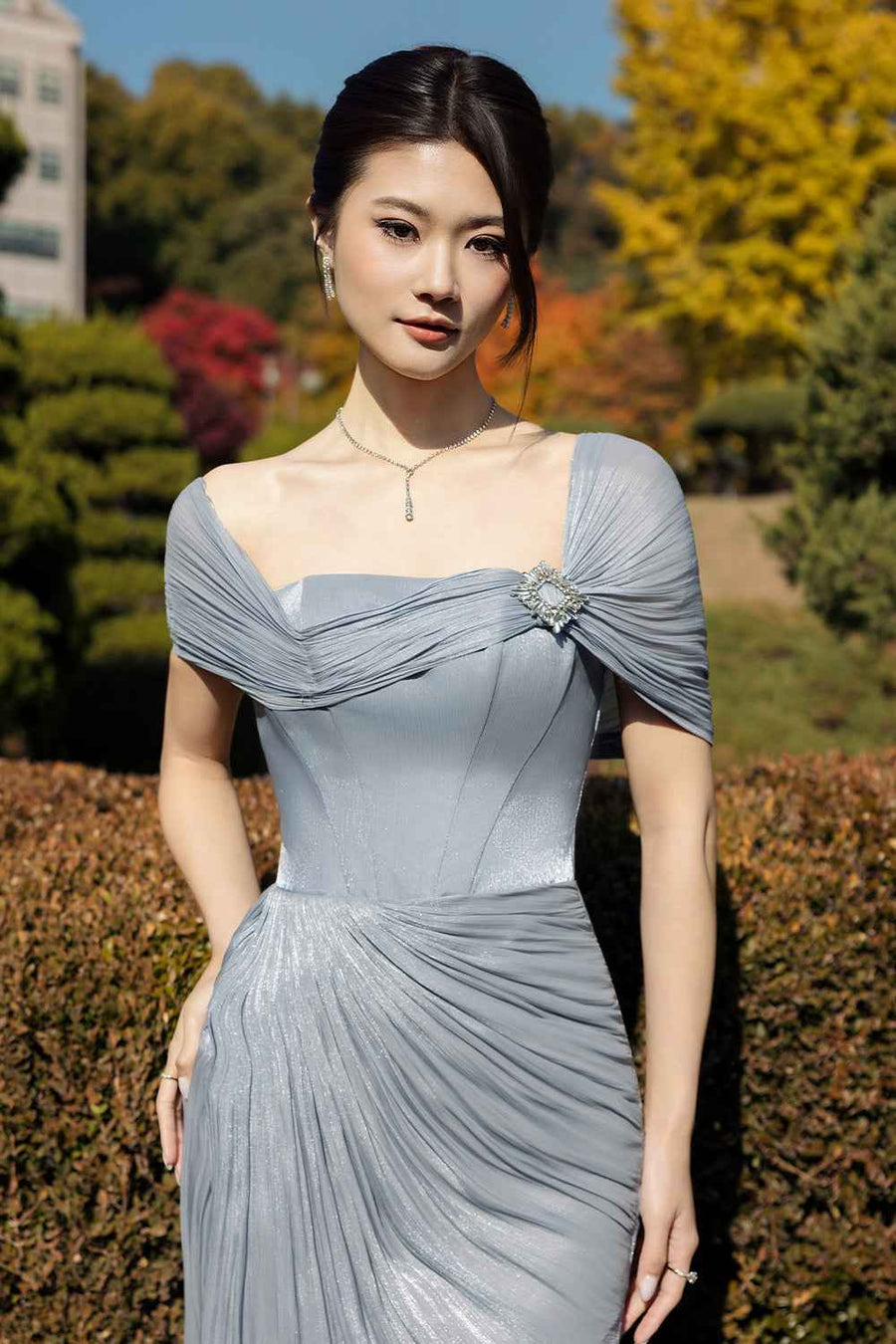 Crystelle Off-Shoulder Draped Maxi Dress