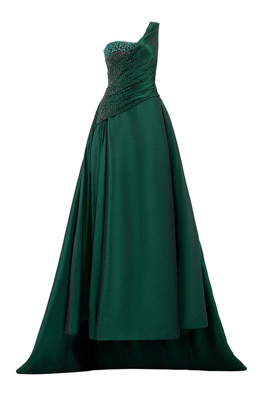 Cuevas Asymmetric One Shoulder Taffeta Floor Length Dress 1