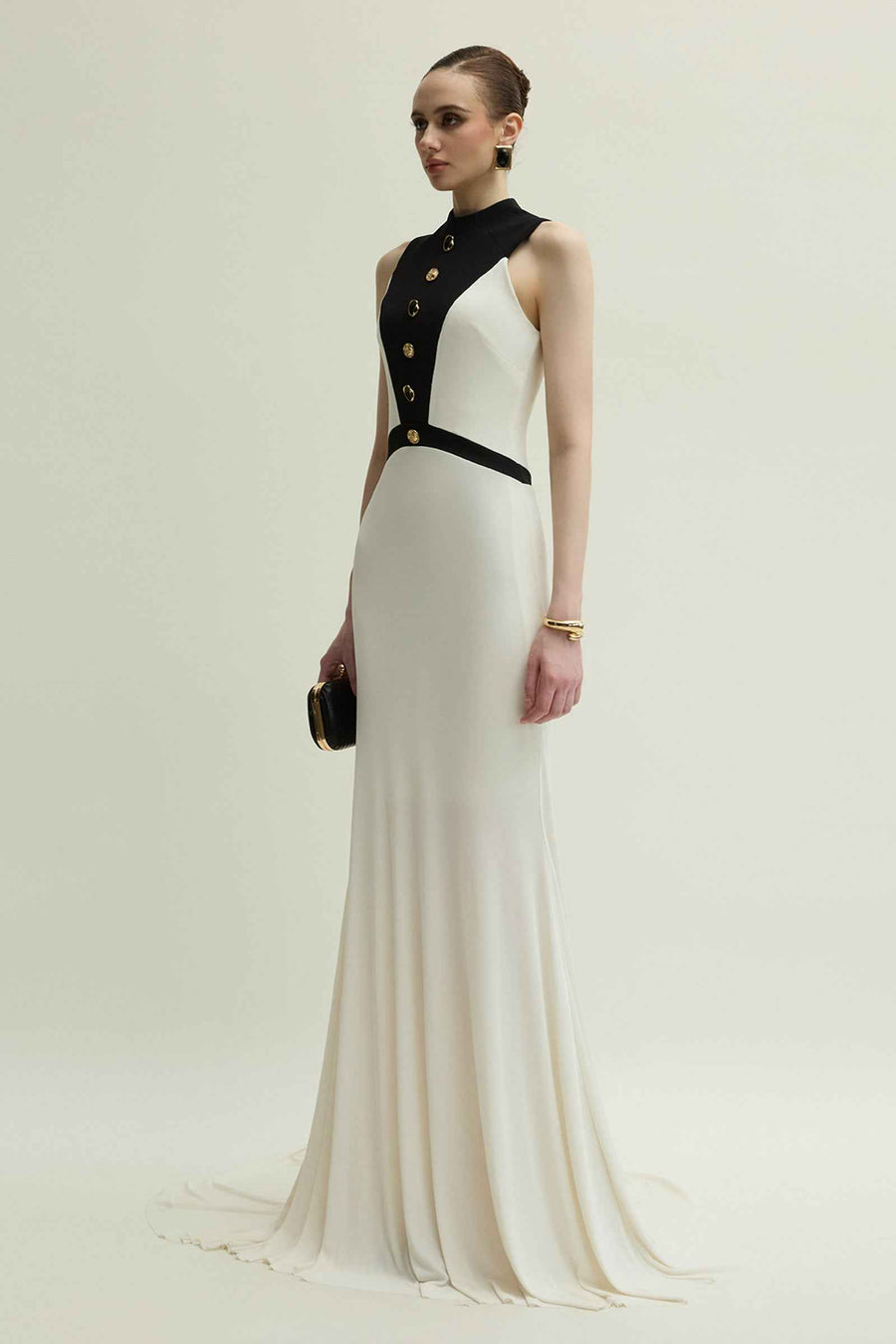 Aster High Neck Button Maxi Dress