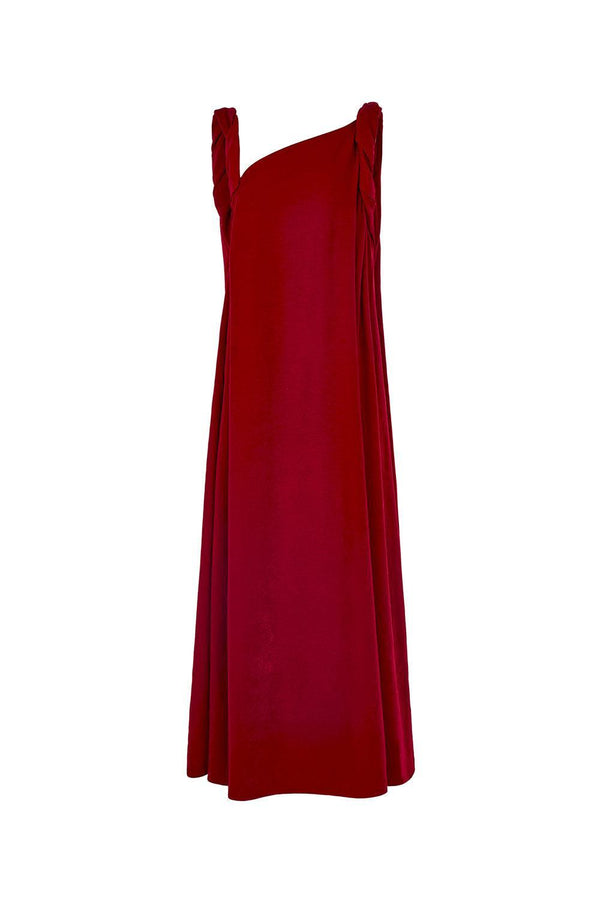 Hy Flared Strappy Velvet Floor Length Dress