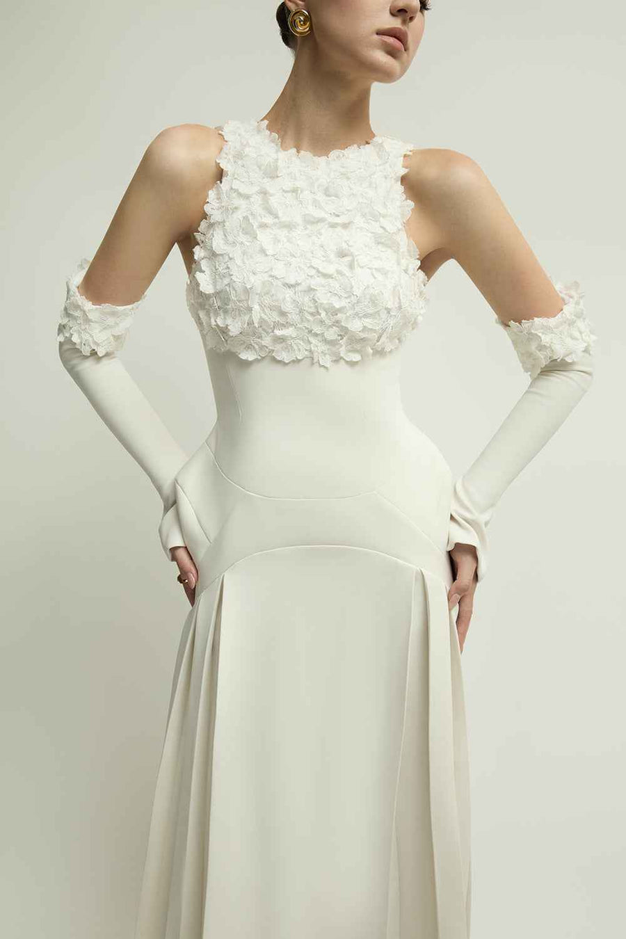 Amelie Cold Shoulder Sleeve Applique Maxi Dress