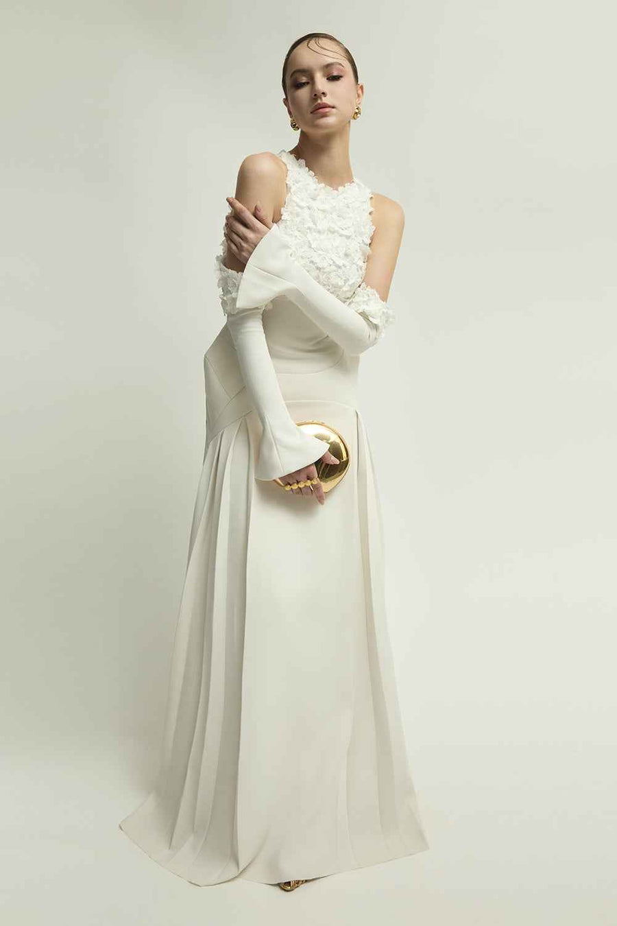 Amelie Cold Shoulder Sleeve Applique Maxi Dress