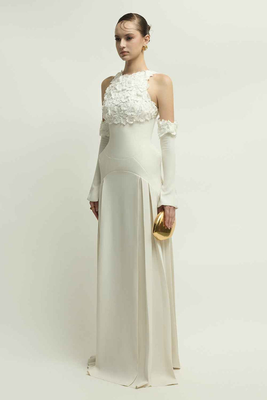 Amelie Cold Shoulder Sleeve Applique Maxi Dress