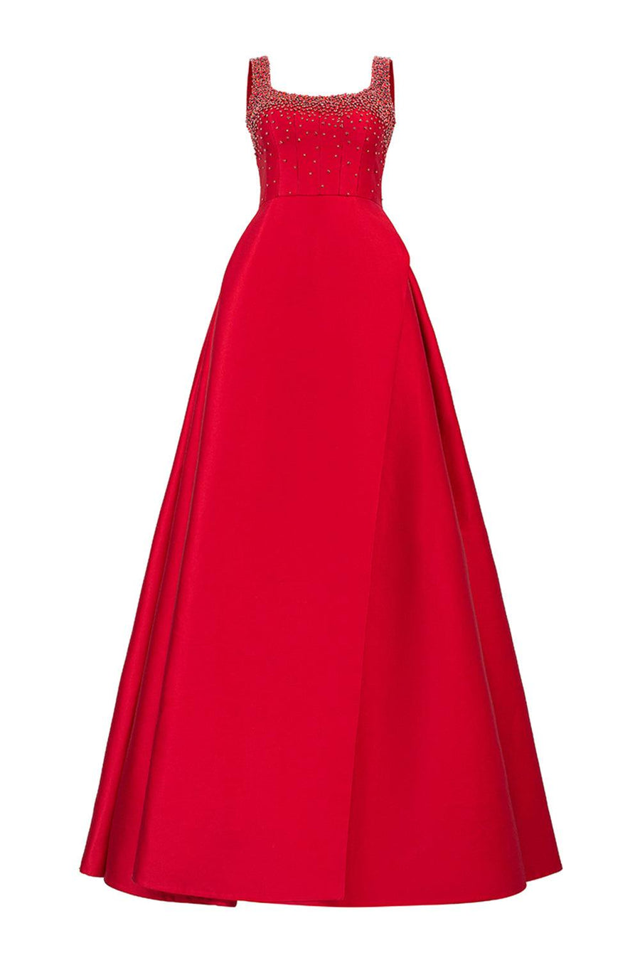 Isaiah Ball Gown Square Neck Crepe Floor Length Dress 14