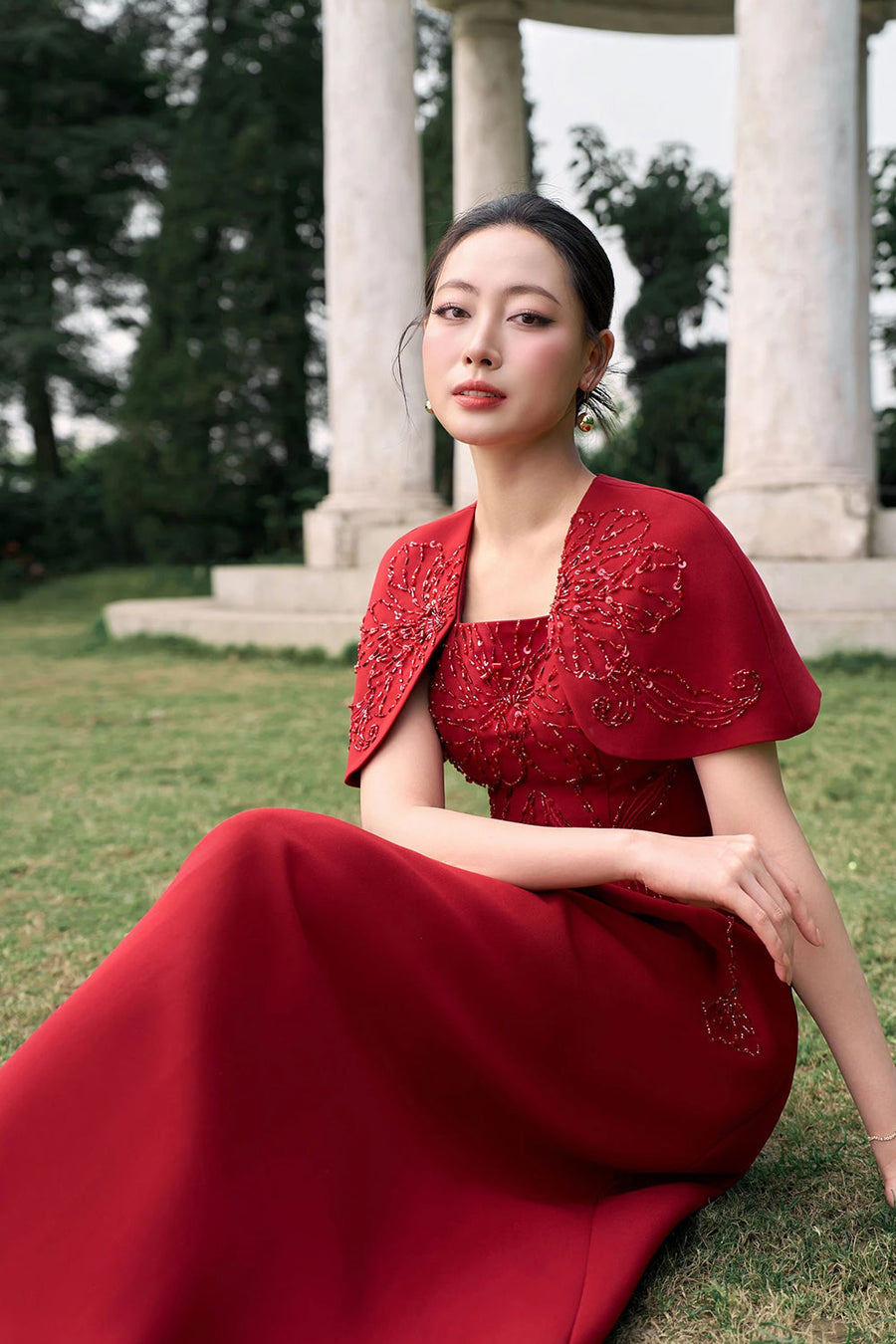 Ruby Cape Sleeve Midi Dress 4