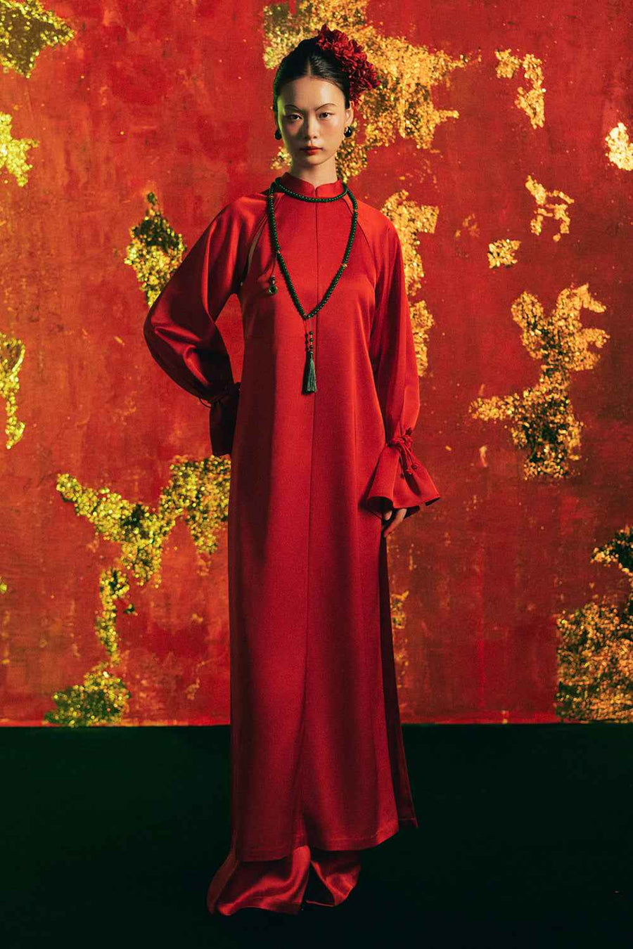 Nhat Chieu Straight Synthetic Silk Ao Dai