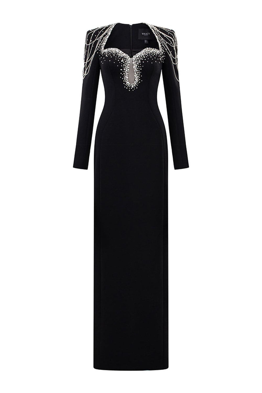 Jarvis Sheath Teardrop Cut-Out Crepe Floor Length Dress 1