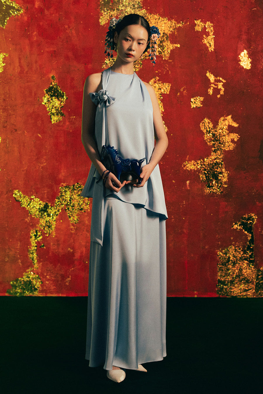Thieu Hoa Straight Twill Silk Skirt 1