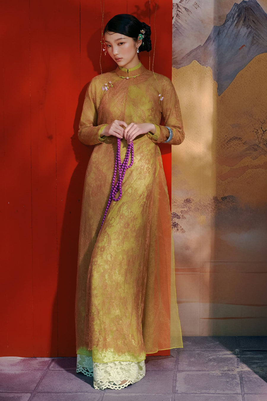 Khue Anh A-line Ao Dai Set 1