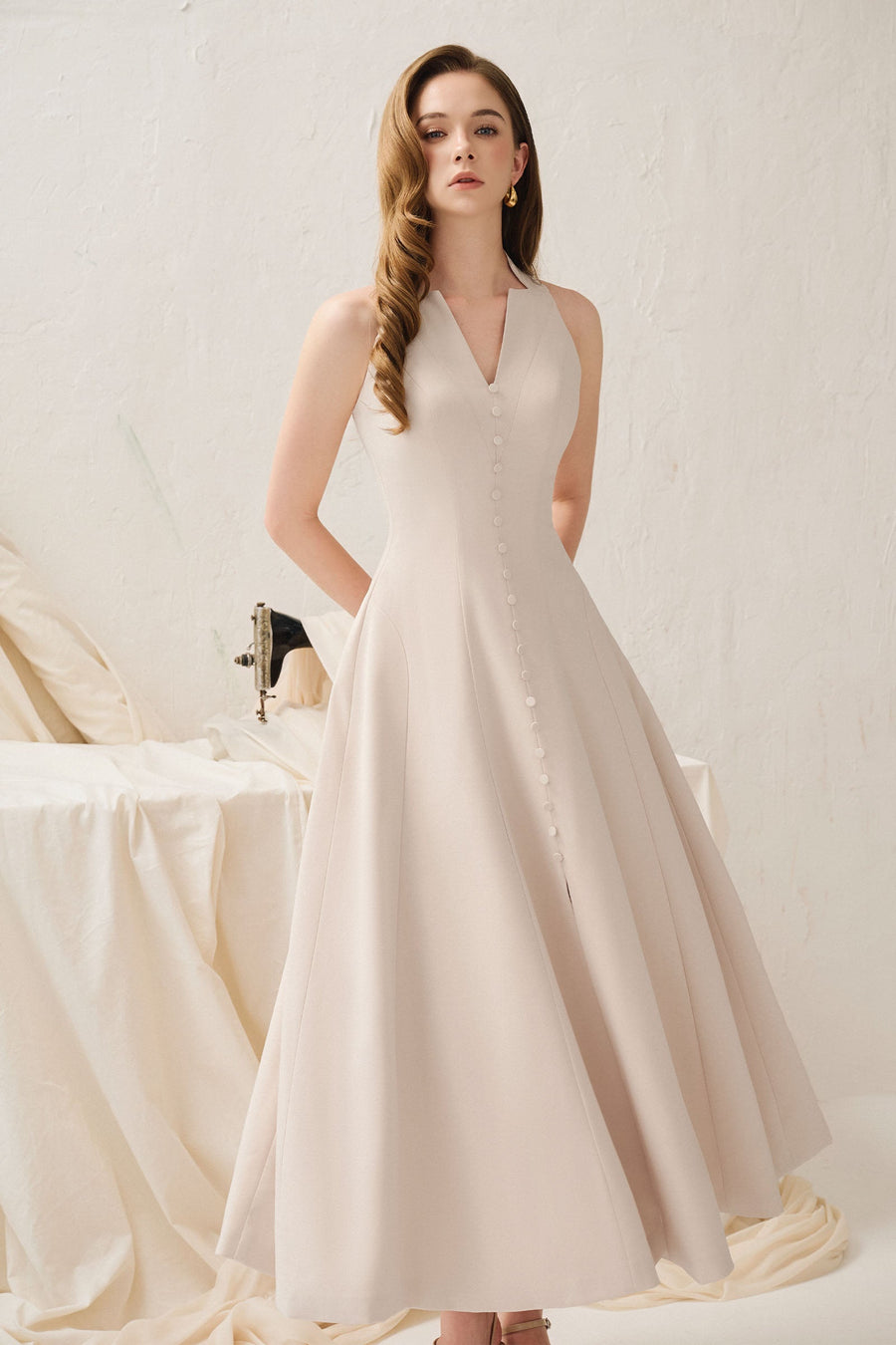 Elodie Notch Neck Midi Dress 4