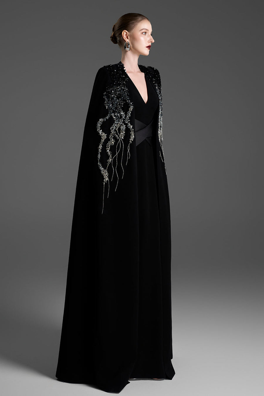 Ingrid Cape Sleeve Bead Maxi Dress 6