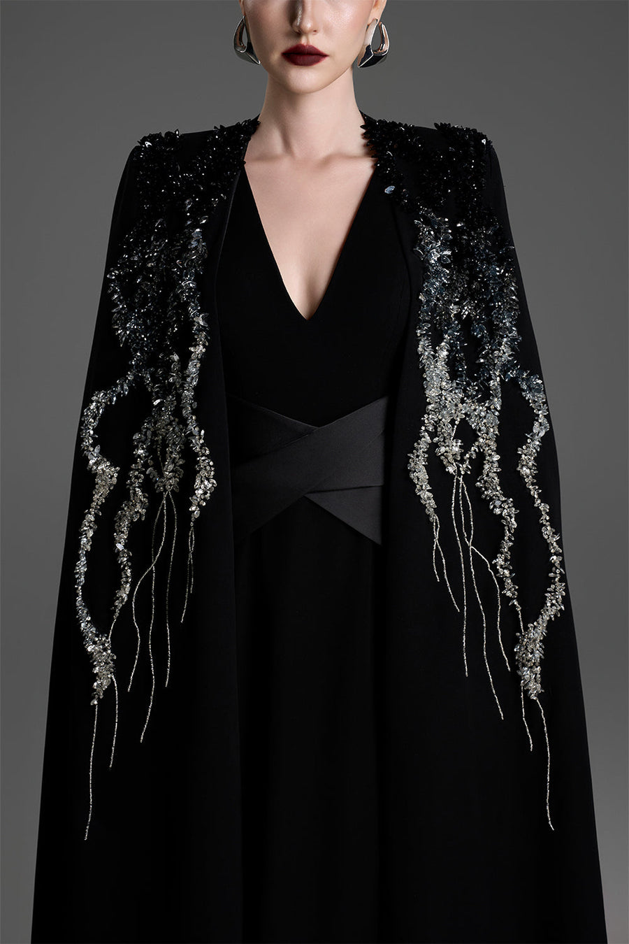 Ingrid Cape Sleeve Bead Maxi Dress 2