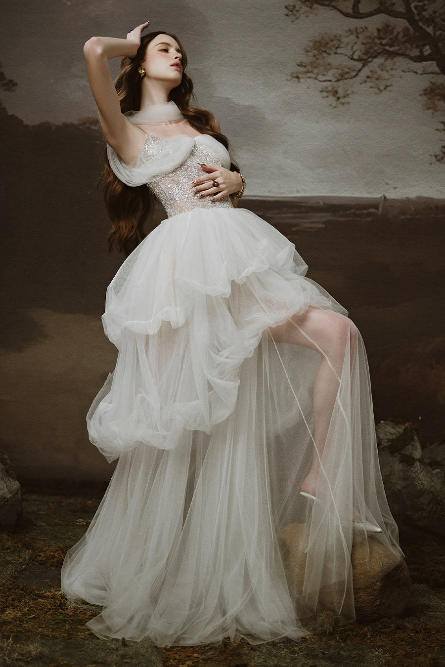Nuvia Bubble Sleeveless Tulle Floor Length Dress Gown Dress LINH PHUNG