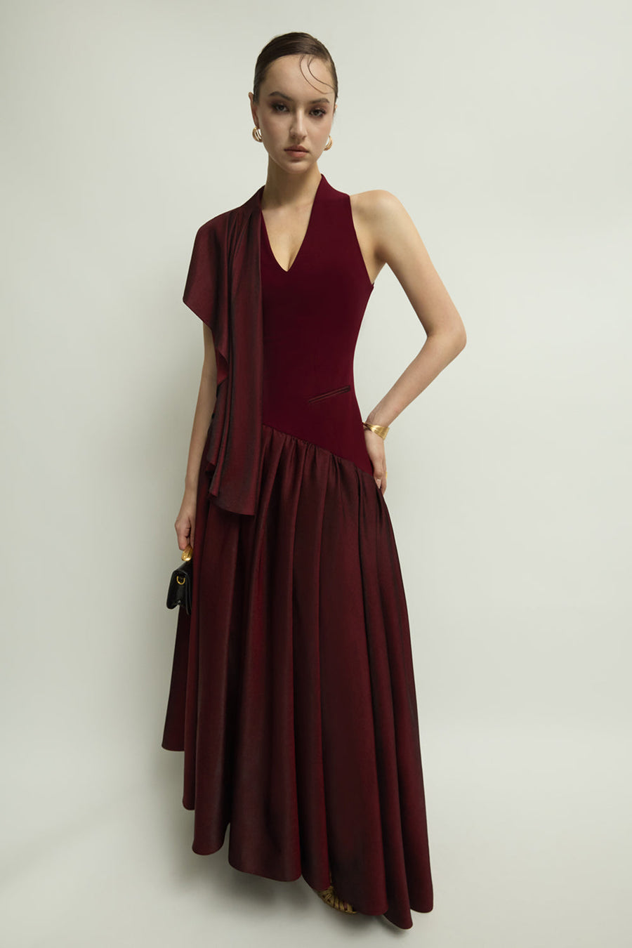 Glastonbury Asymmetric Draped Maxi Dress 6