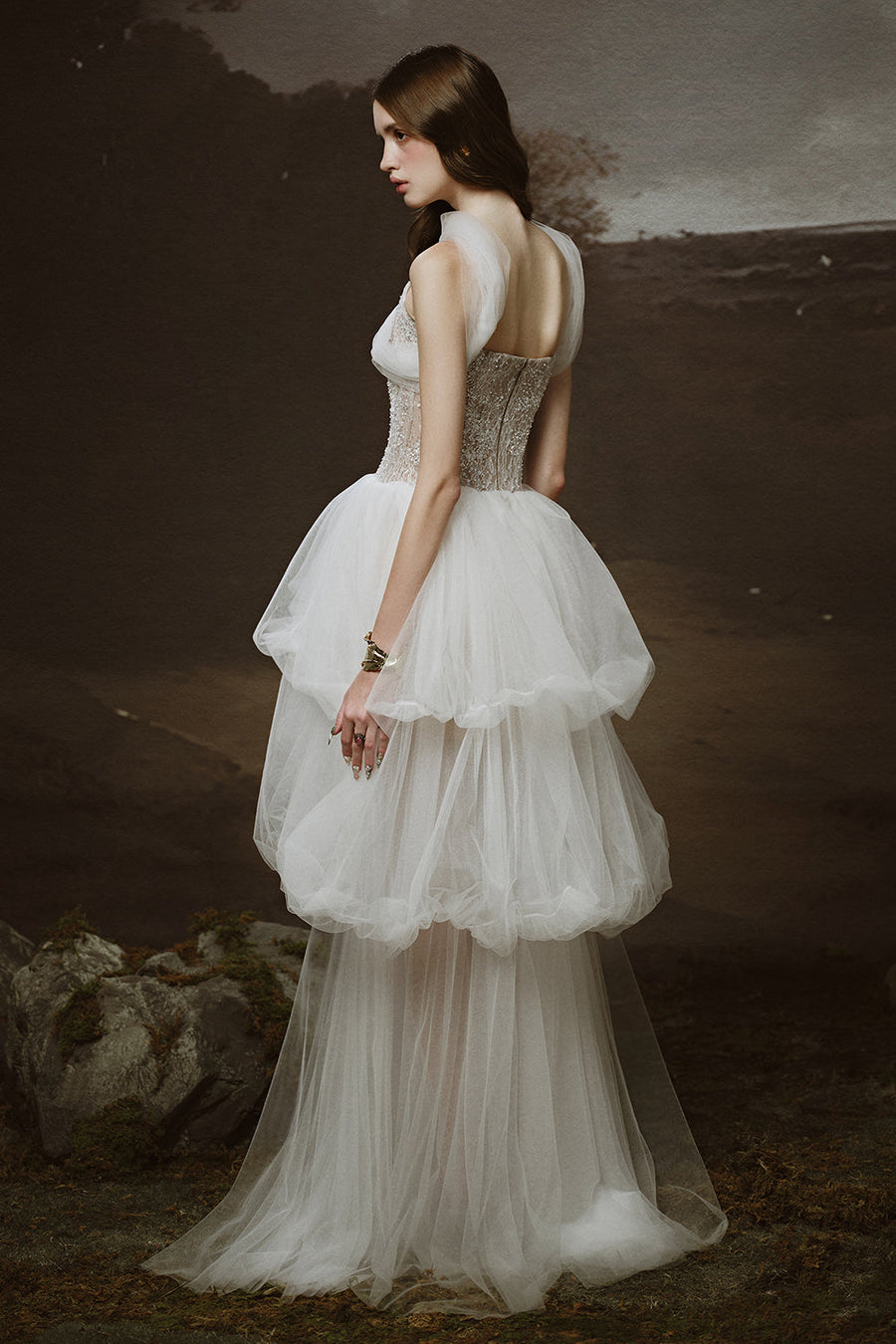 Nuvia Bubble Sleeveless Tulle Floor Length Dress Gown Dress LINH PHUNG
