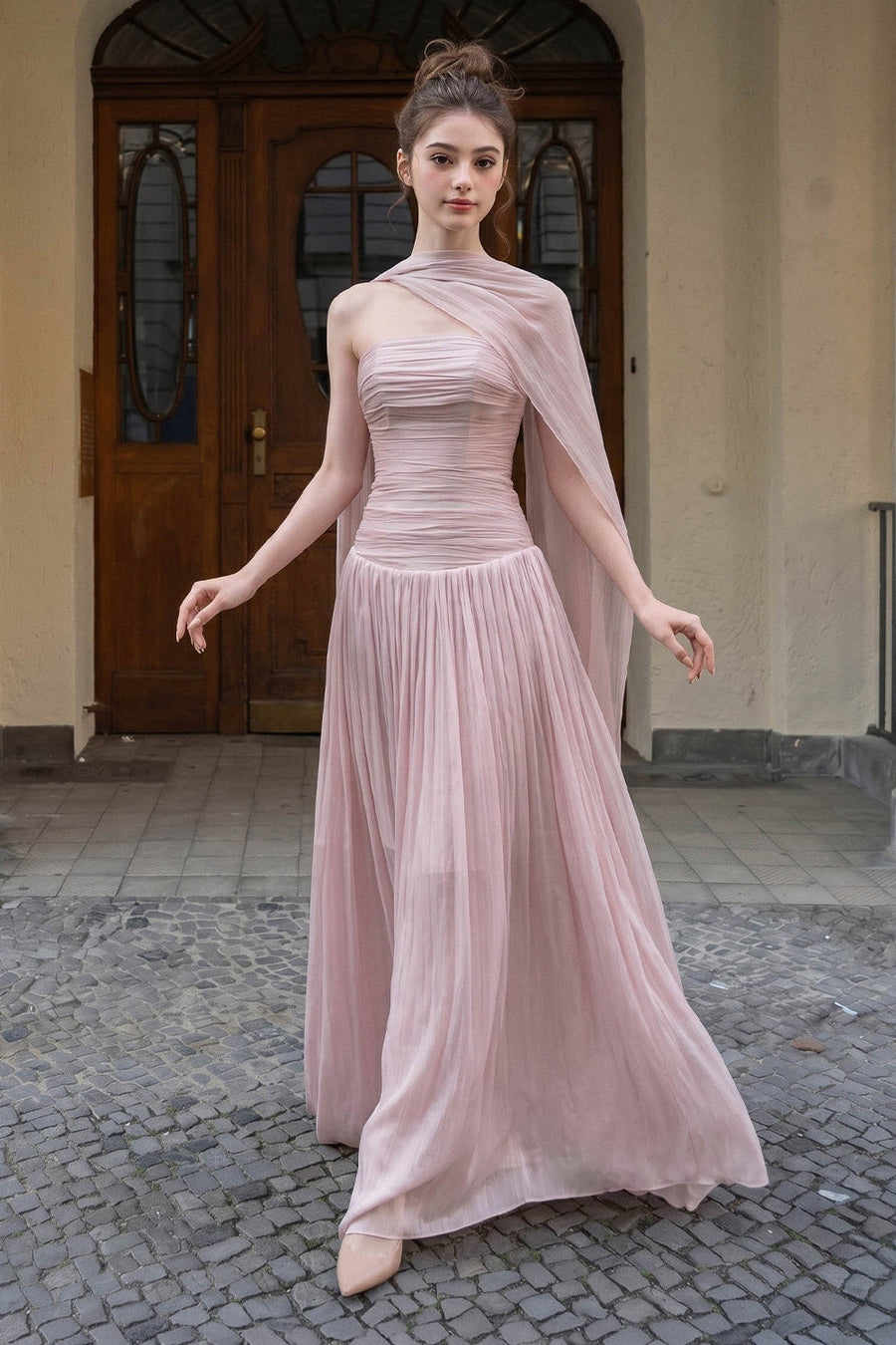 Blush Ruched Maxi Dress 3