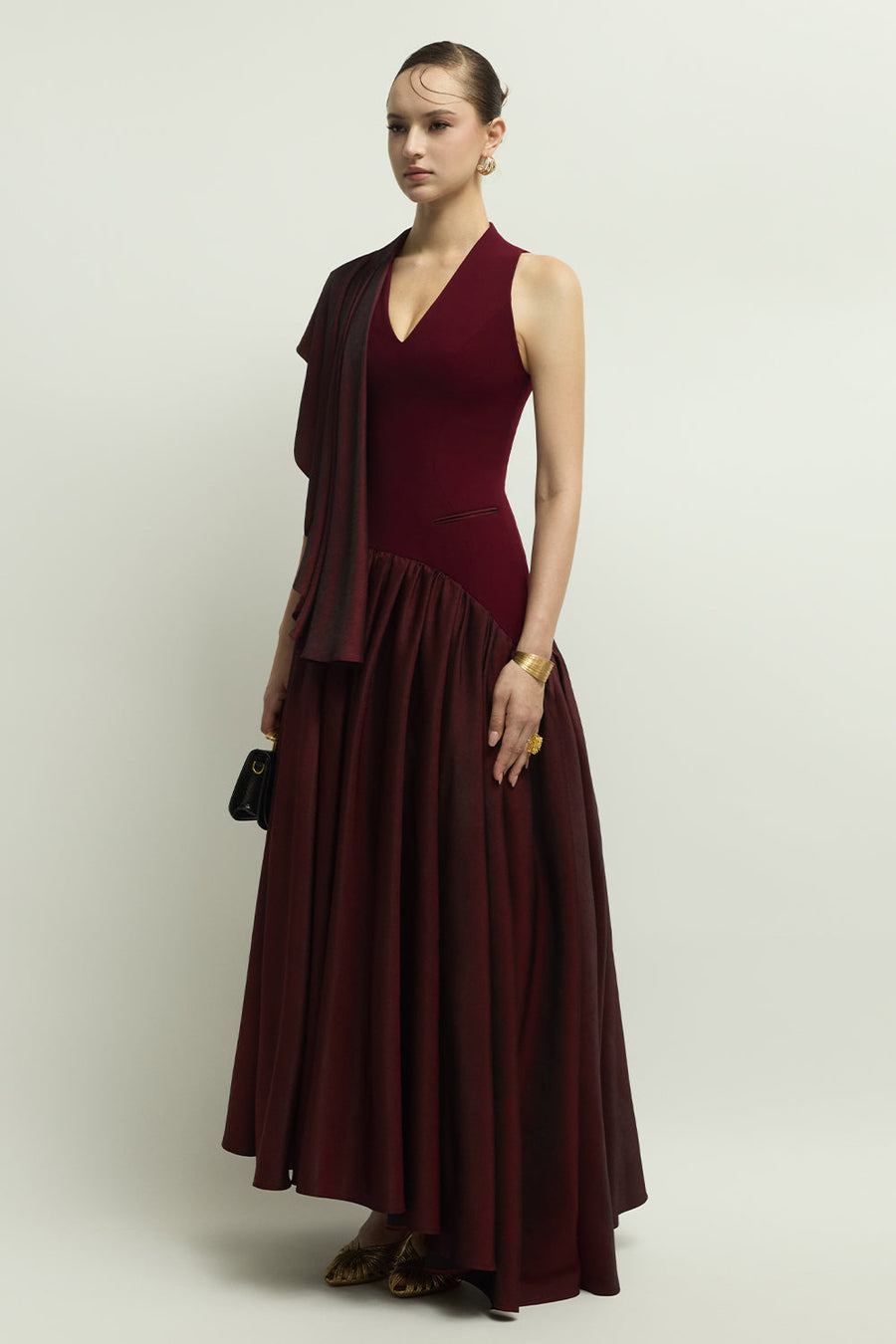 Glastonbury Asymmetric Draped Maxi Dress 4