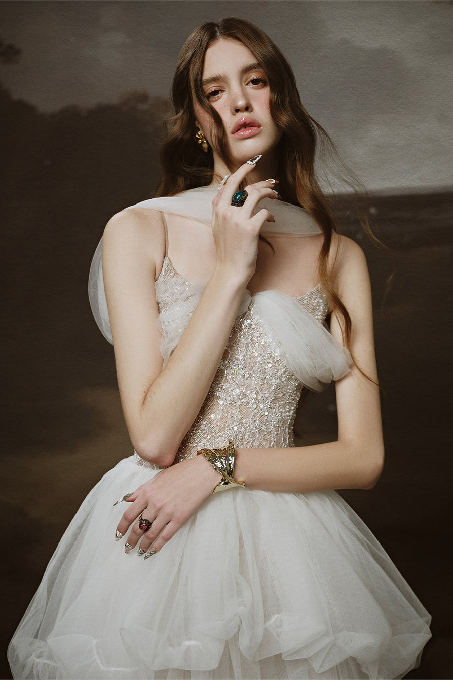 Nuvia Bubble Sleeveless Tulle Floor Length Dress Gown Dress LINH PHUNG
