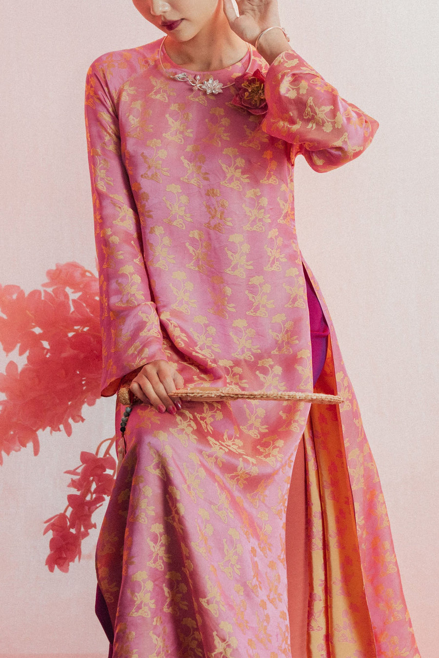 Lien Dan Round Neck Ao Dai Set 3