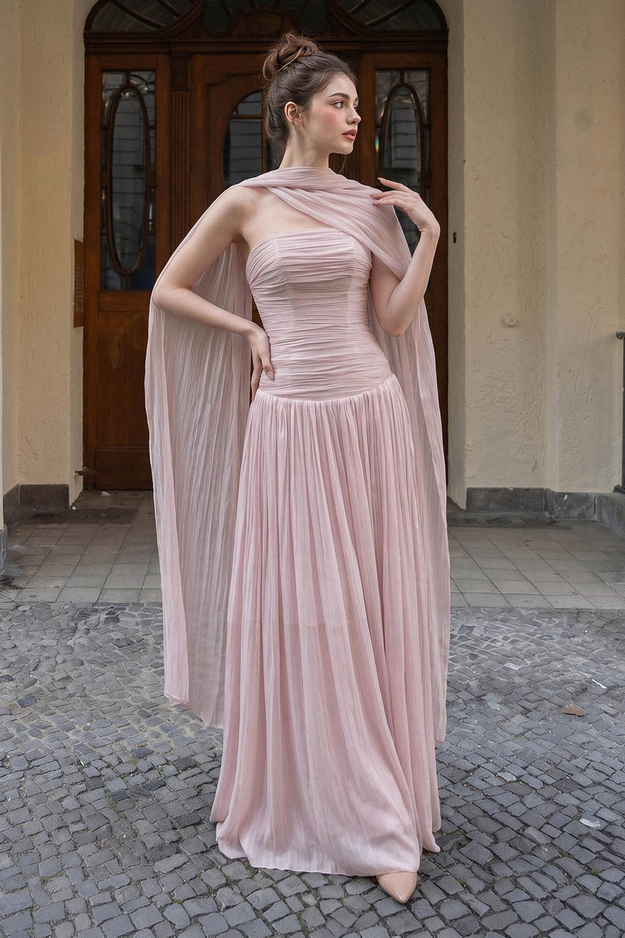 Blush Ruched Maxi Dress 2