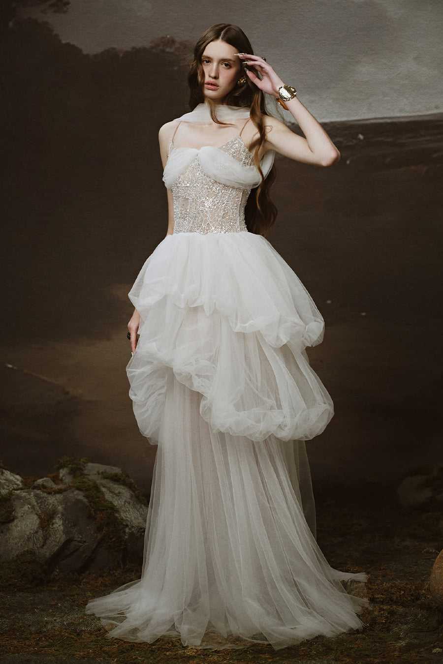 Nuvia Bubble Sleeveless Tulle Floor Length Dress Gown Dress LINH PHUNG