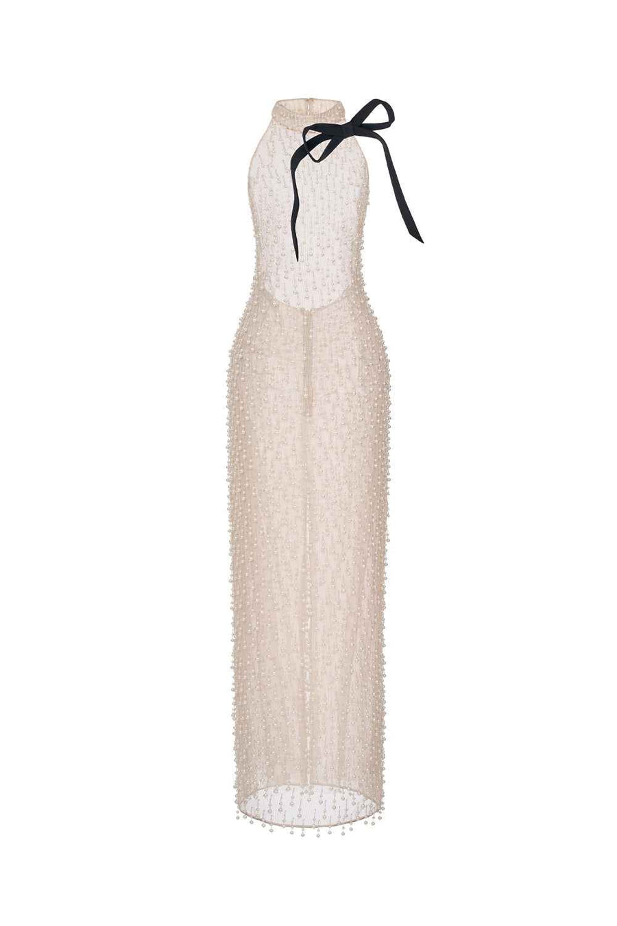 Beige Faux Pearl Dress