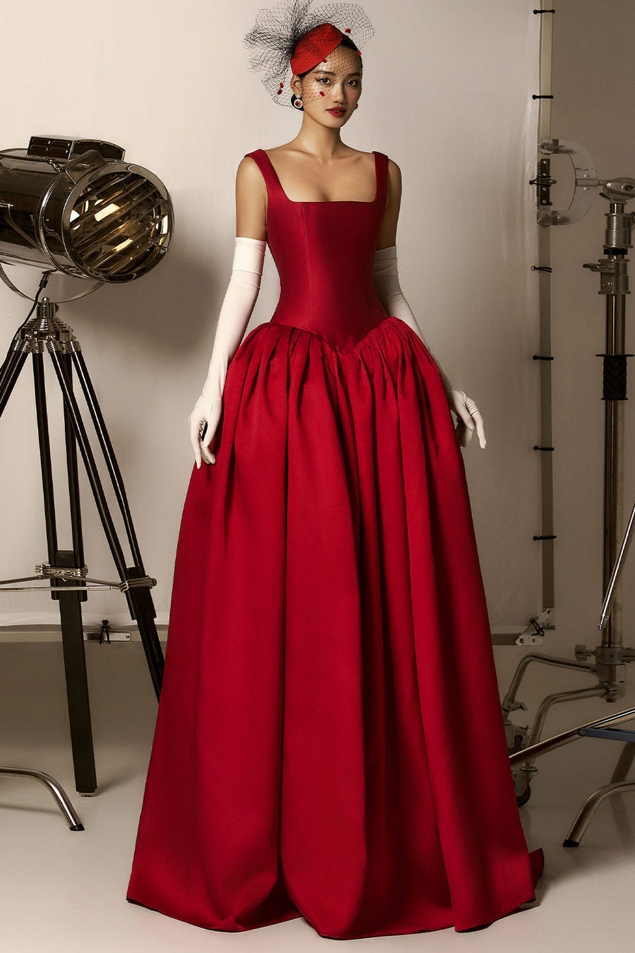 Raelynn Ball Gown Loose Strap Taffeta Maxi Dress 2