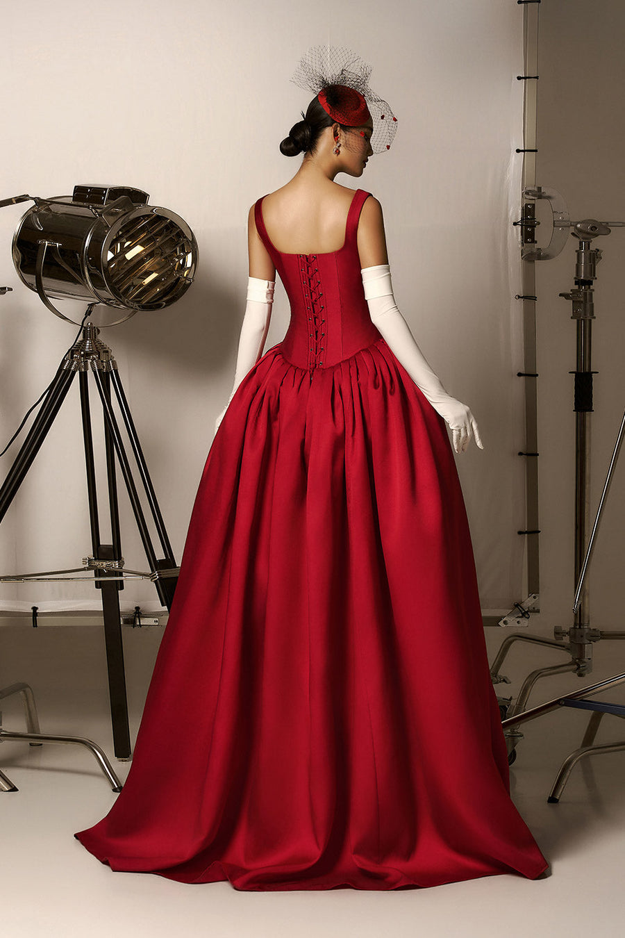 Raelynn Ball Gown Loose Strap Taffeta Maxi Dress 4