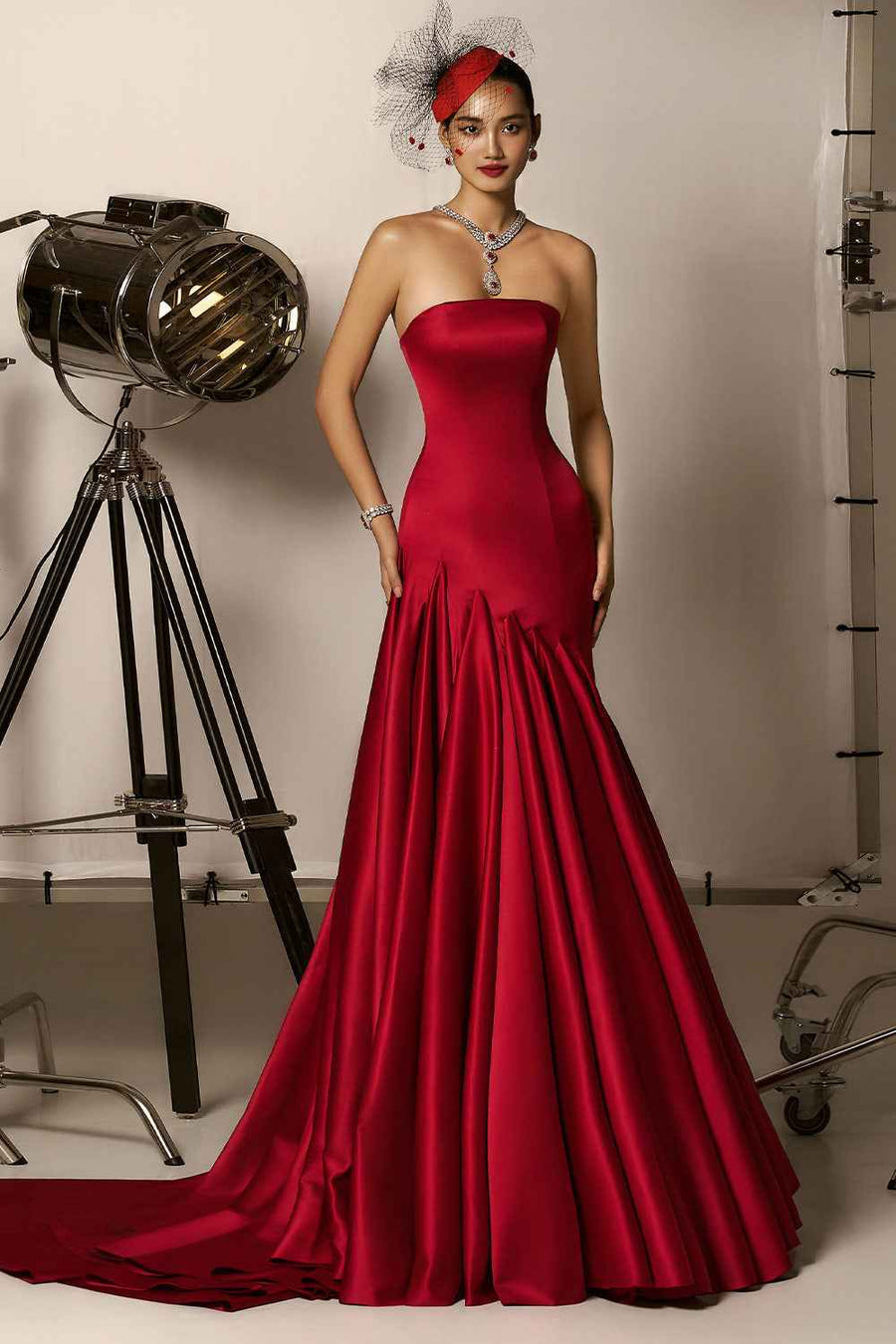 Juniper Mermaid Straight Across Neck Silk Maxi Dress