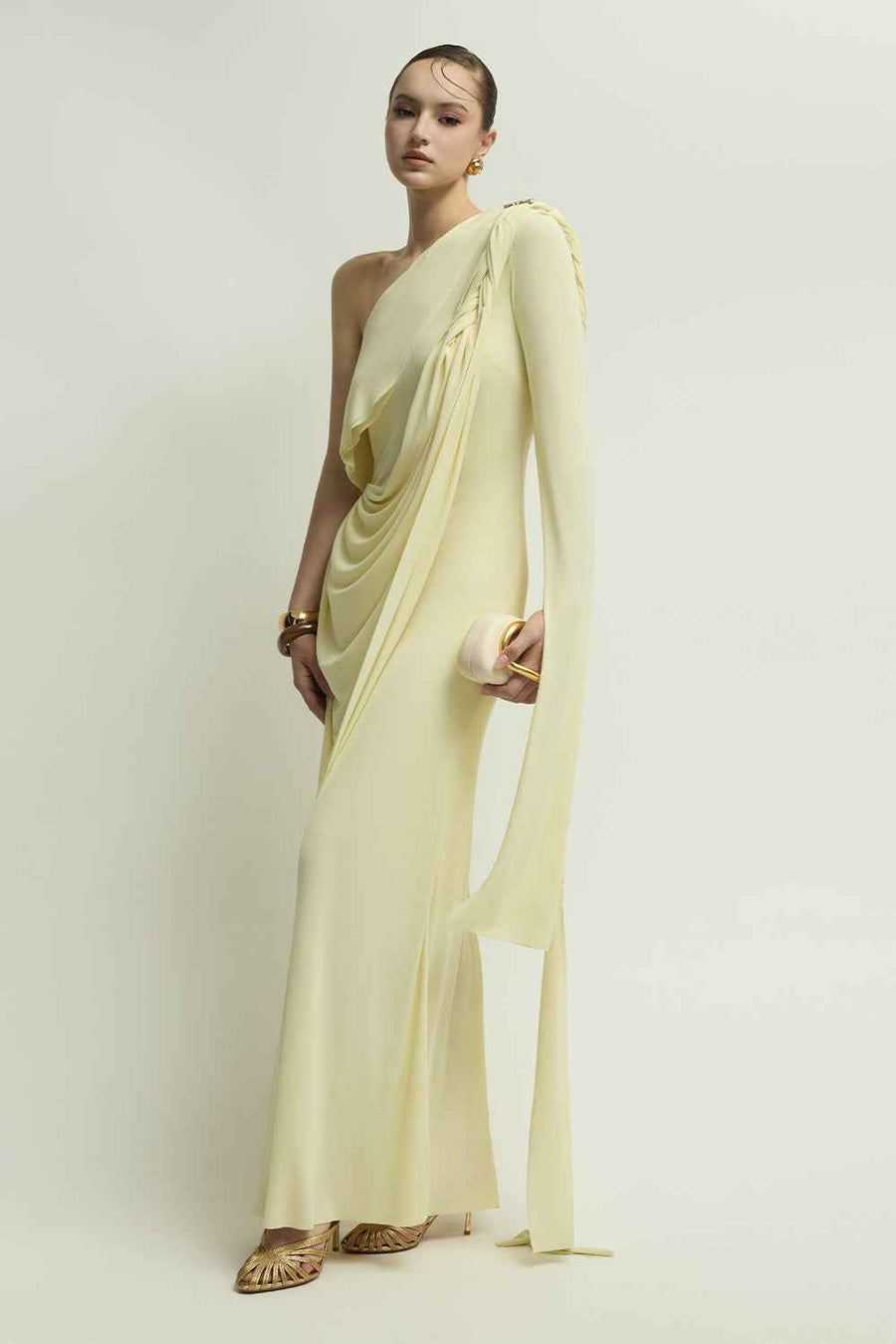 Bollington One Shoulder Draped Maxi Dress