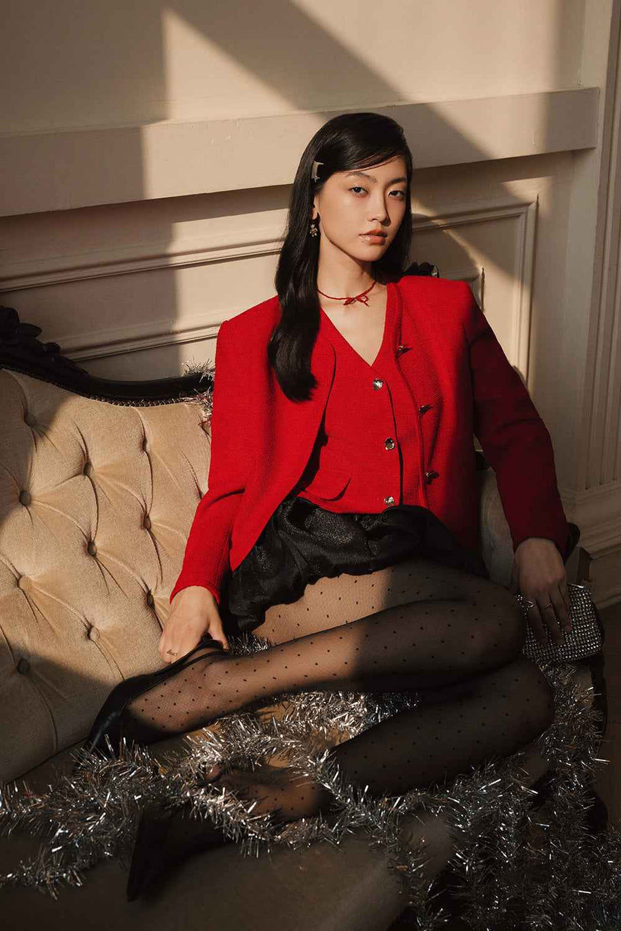 Victoria V-Neck Tweed Jacket