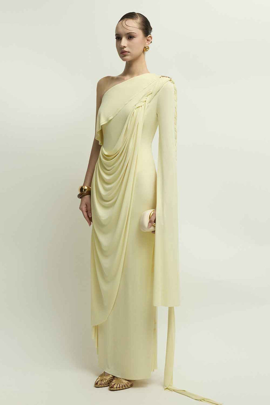 Bollington One Shoulder Draped Maxi Dress