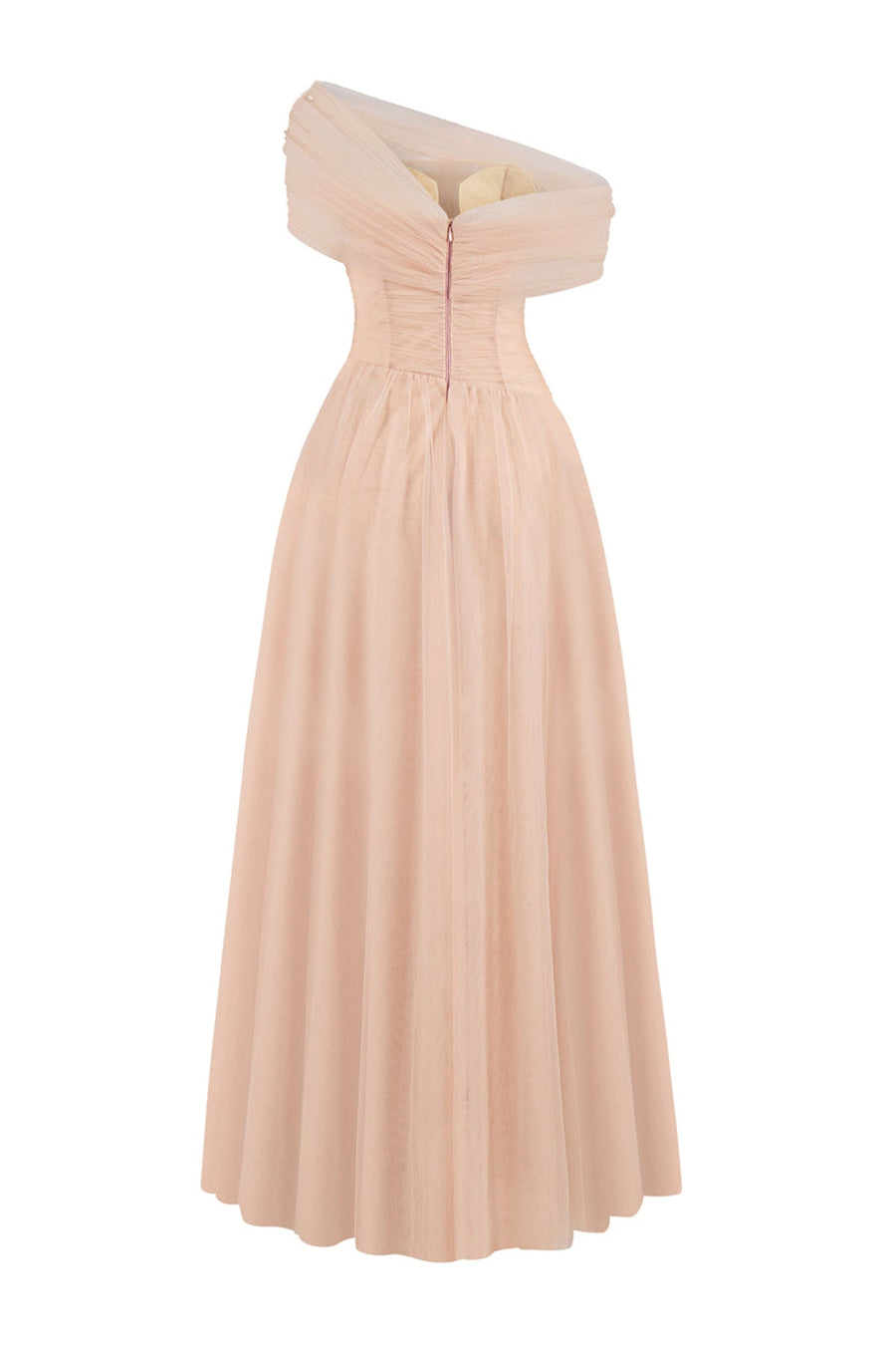 Floréa A-line Asymmetric Sleeved Tulle Floor Length Dress 11