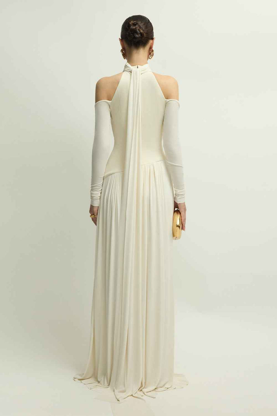 Eira Cold Shoulder Sleeve Draped Maxi Dress
