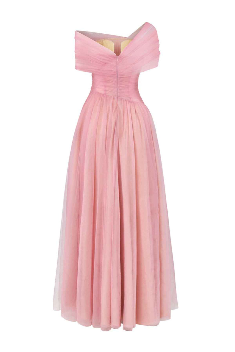 Floréa A-line Asymmetric Sleeved Tulle Floor Length Dress
