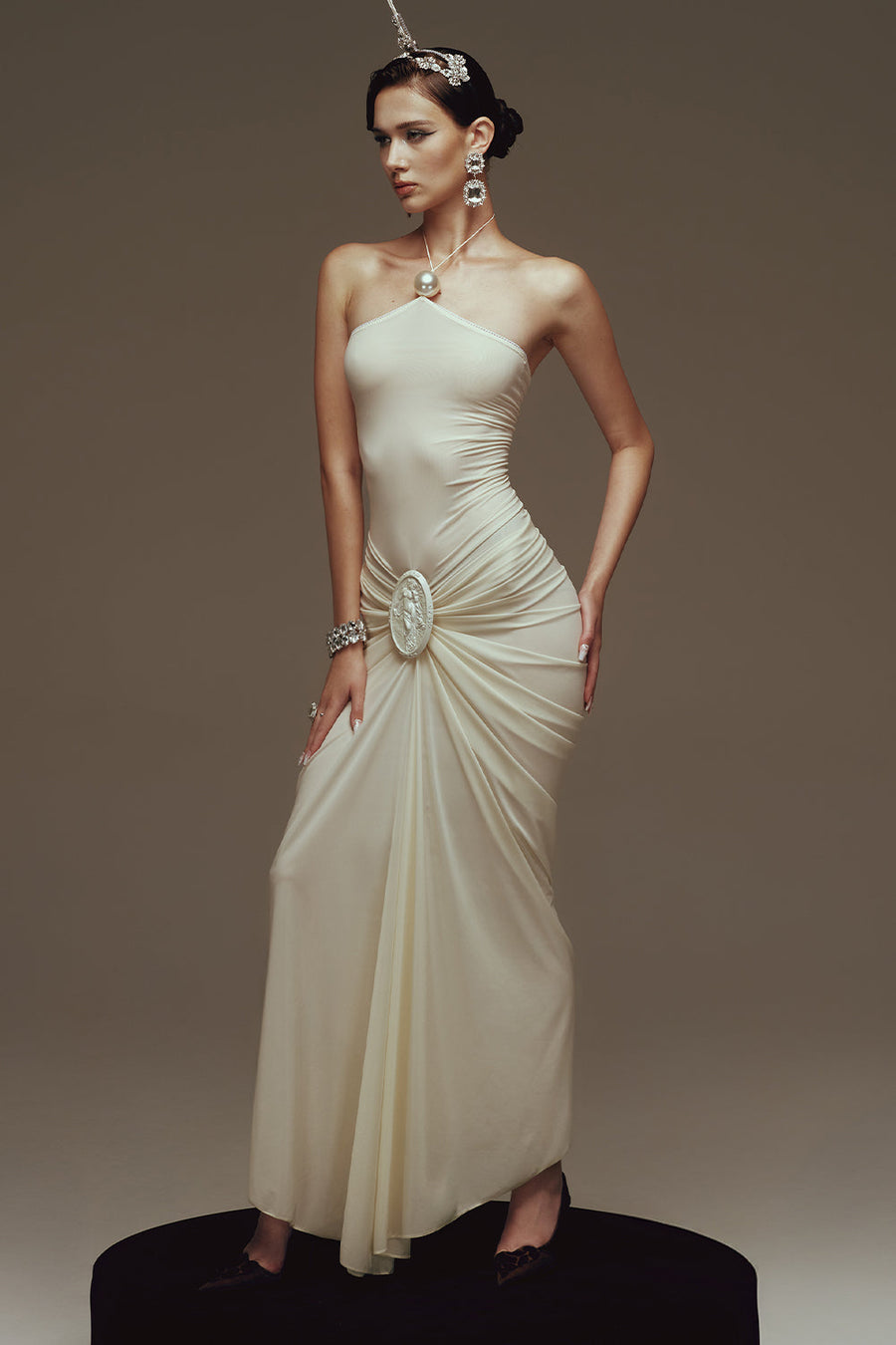 Venus Halter Gathering Maxi Dress 9