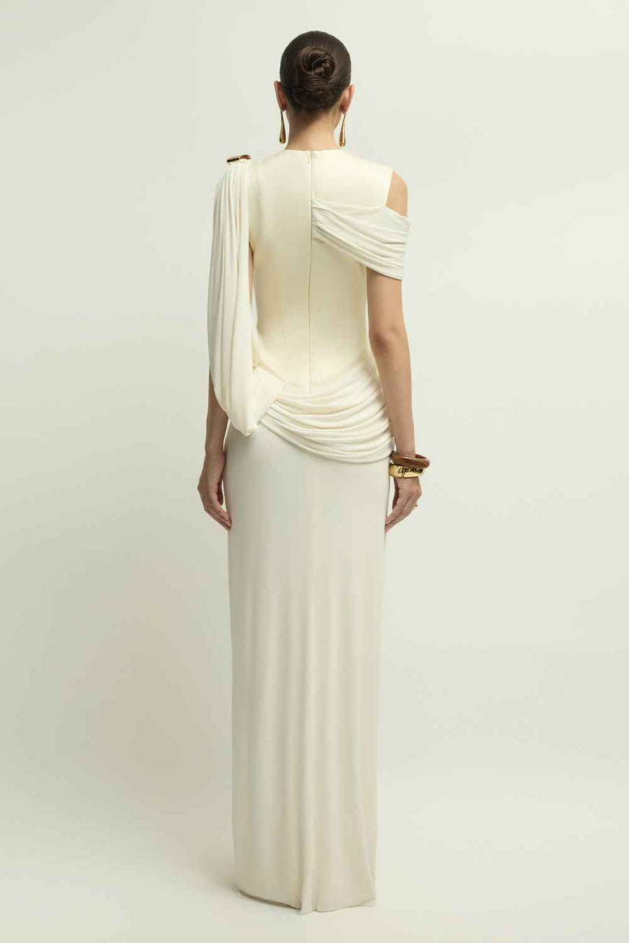 Nimes Round Neck Draped Maxi Dress