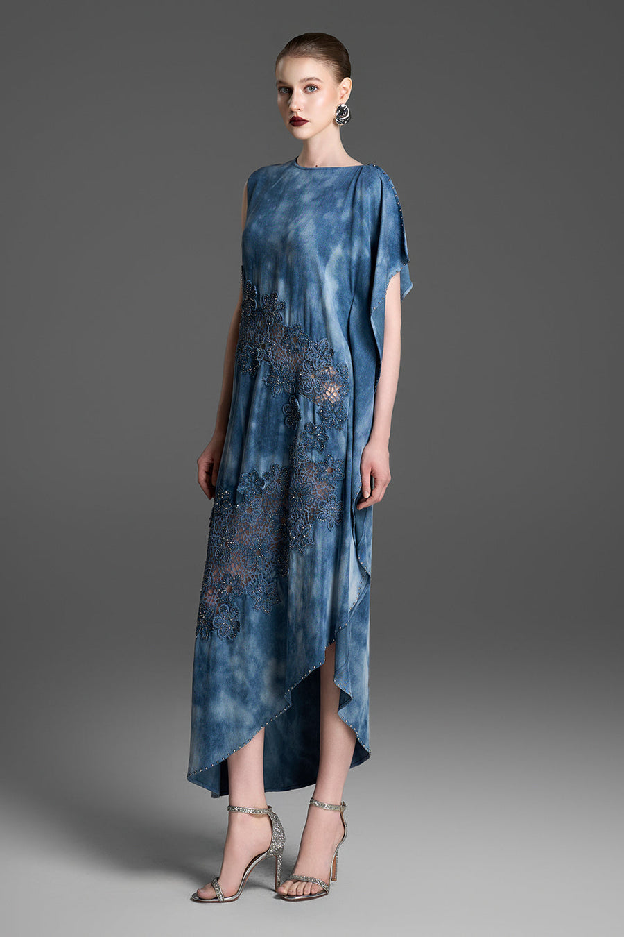 Evelina Asymmetric Applique Midi Dress 4