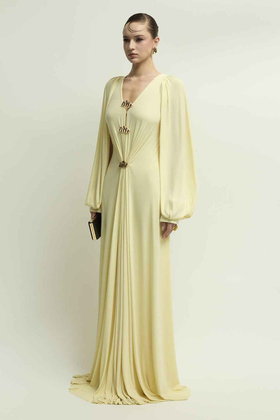 Marseille Bishop Sleeve Button Maxi Dress