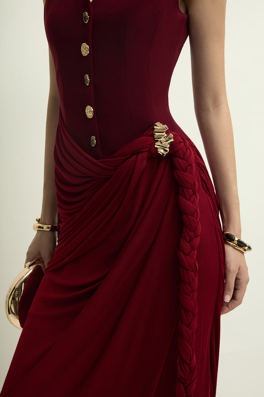 Agnus V-Neck Draped Maxi Dress 2