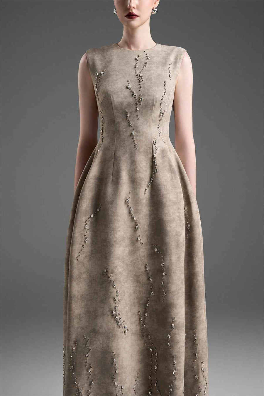 Camila Round Neck Bead Midi Dress