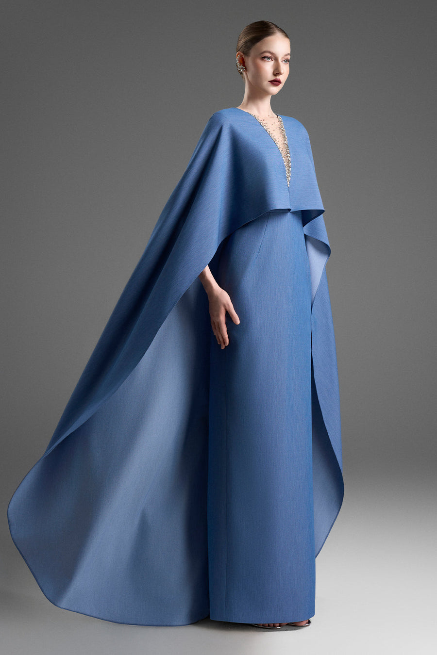 Katarina Cape Sleeve Bead Maxi Dress 5