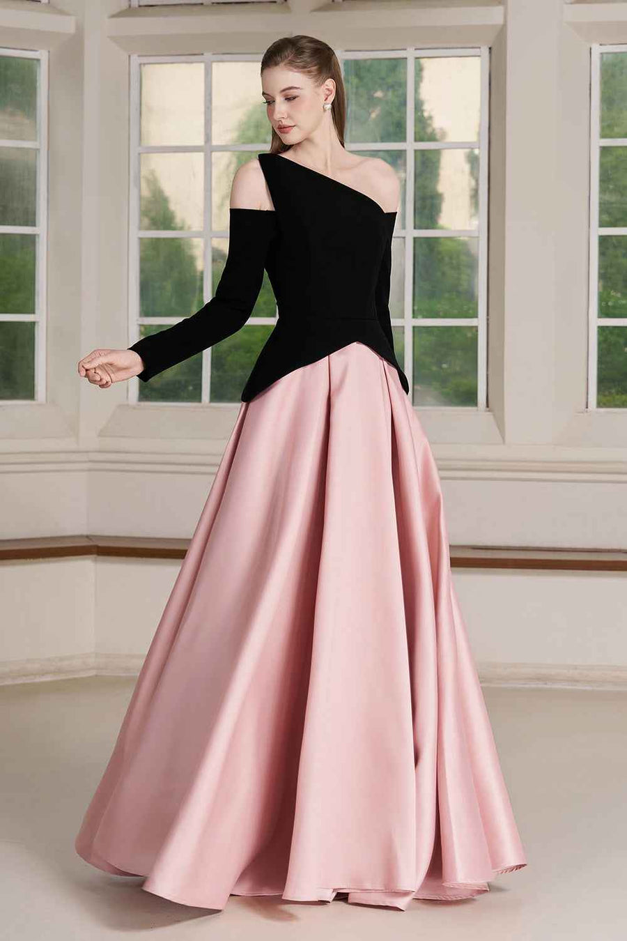 Belle Asymmetric Neck Maxi Dress