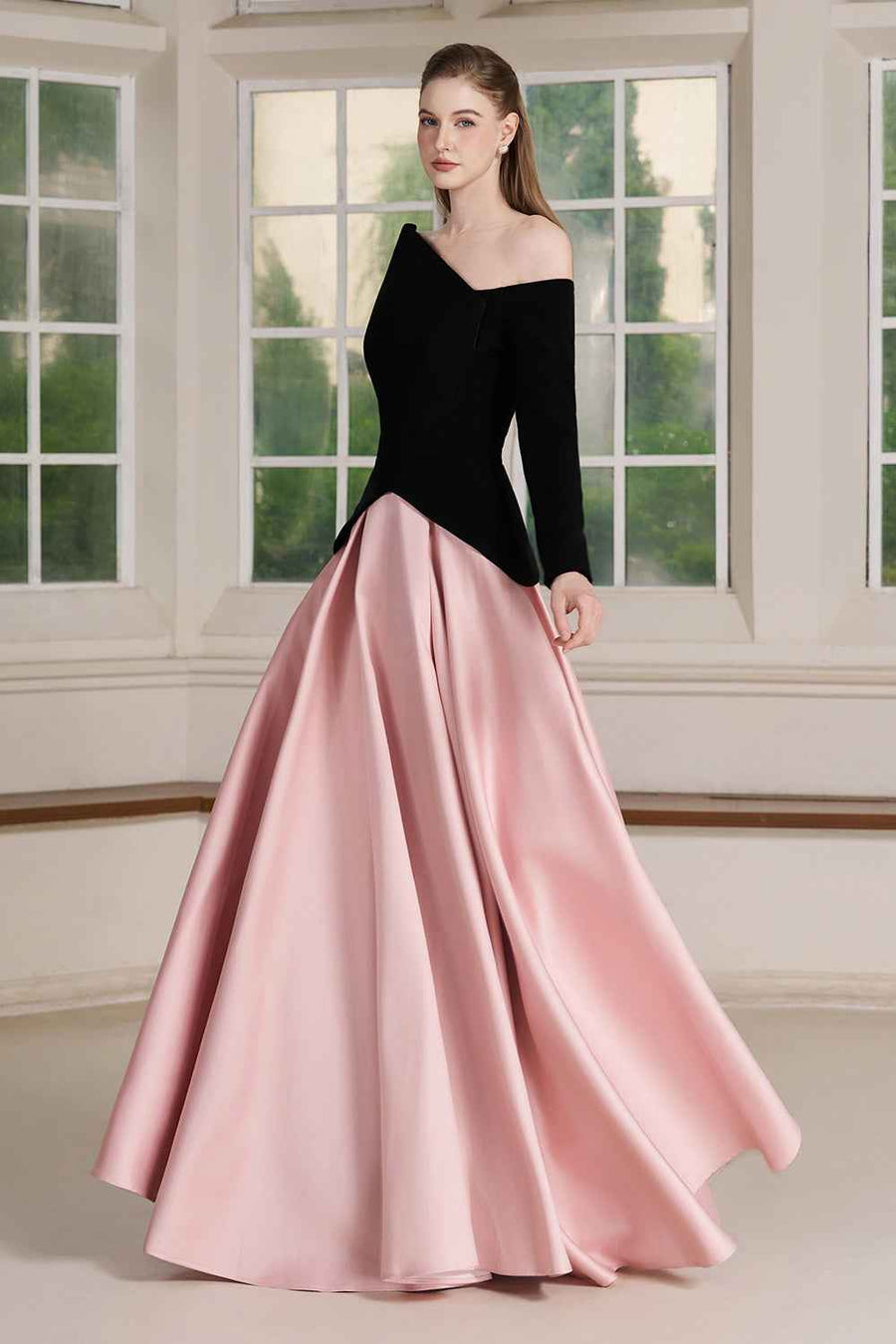 Belle Asymmetric Neck Maxi Dress